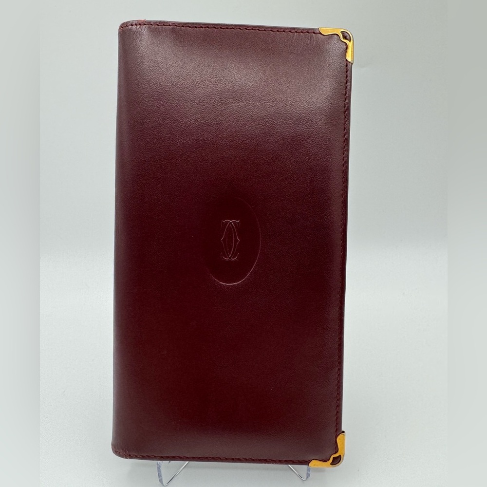 Cartier Burgundy Wallet with Gold Accents